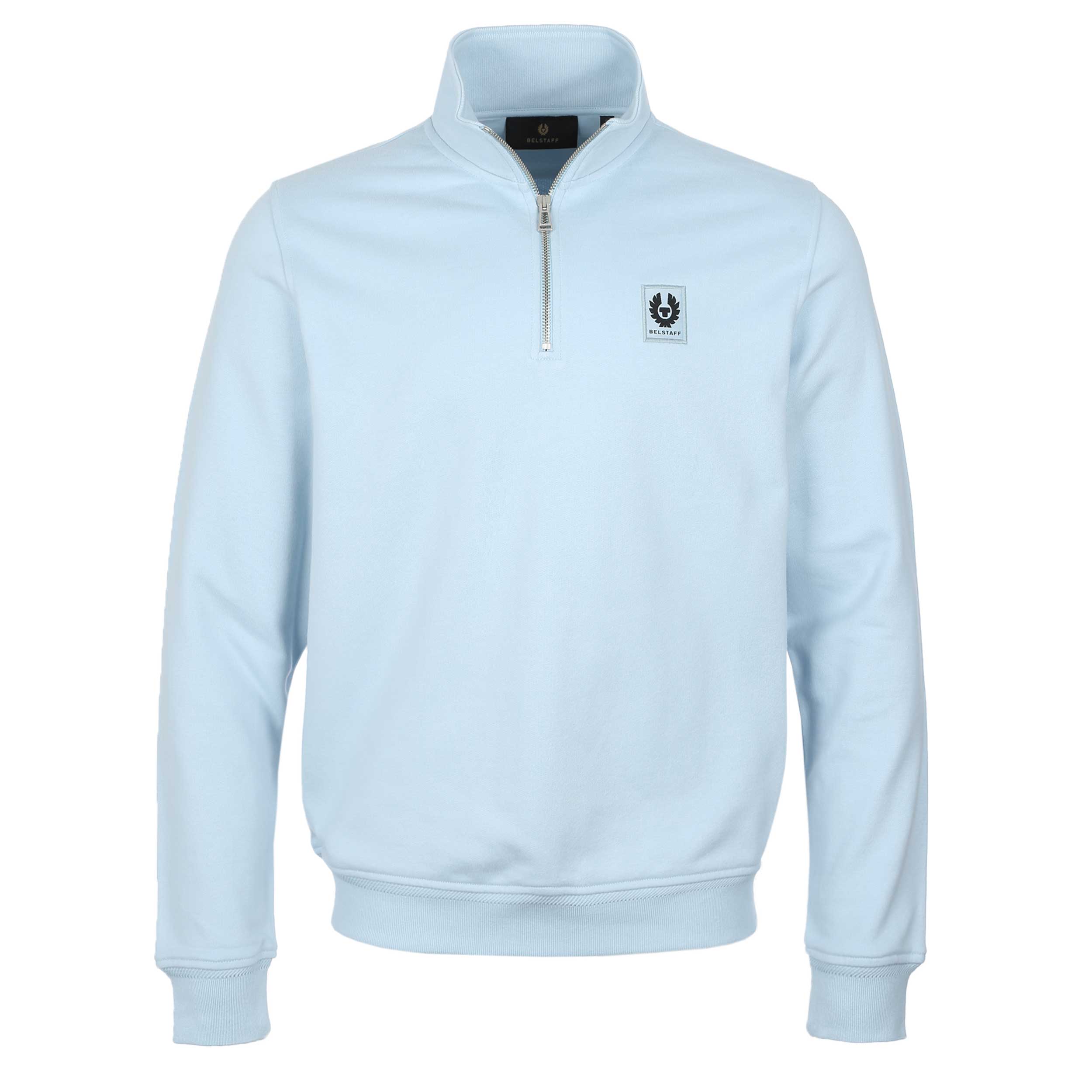 Belstaff Quarter Zip Sweat Top in Sky Blue Belstaff Quarter Zip Sweat Top in Sky Blue