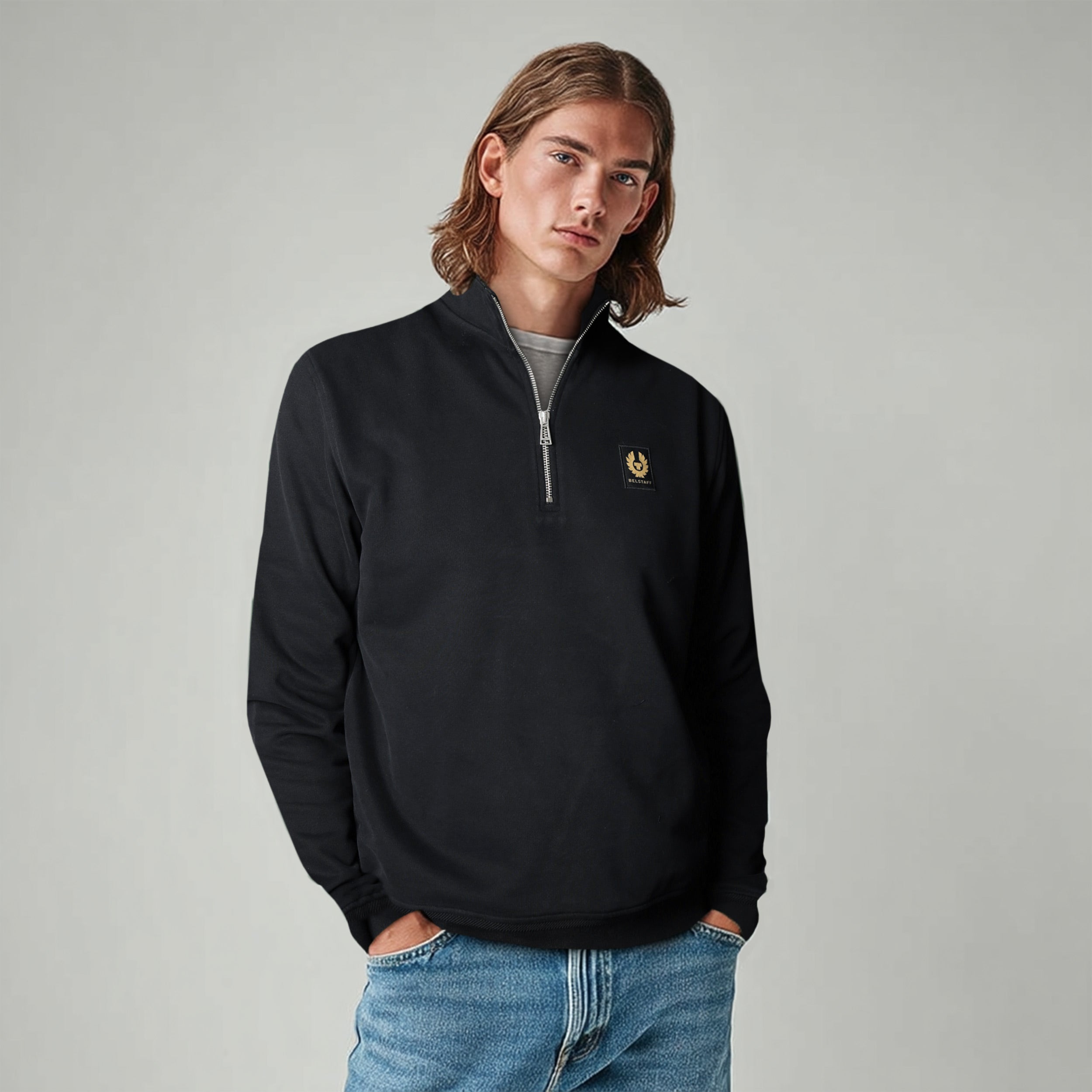 Belstaff Quarter Zip Sweat Top in Black Belstaff Quarter Zip Sweat Top in Black