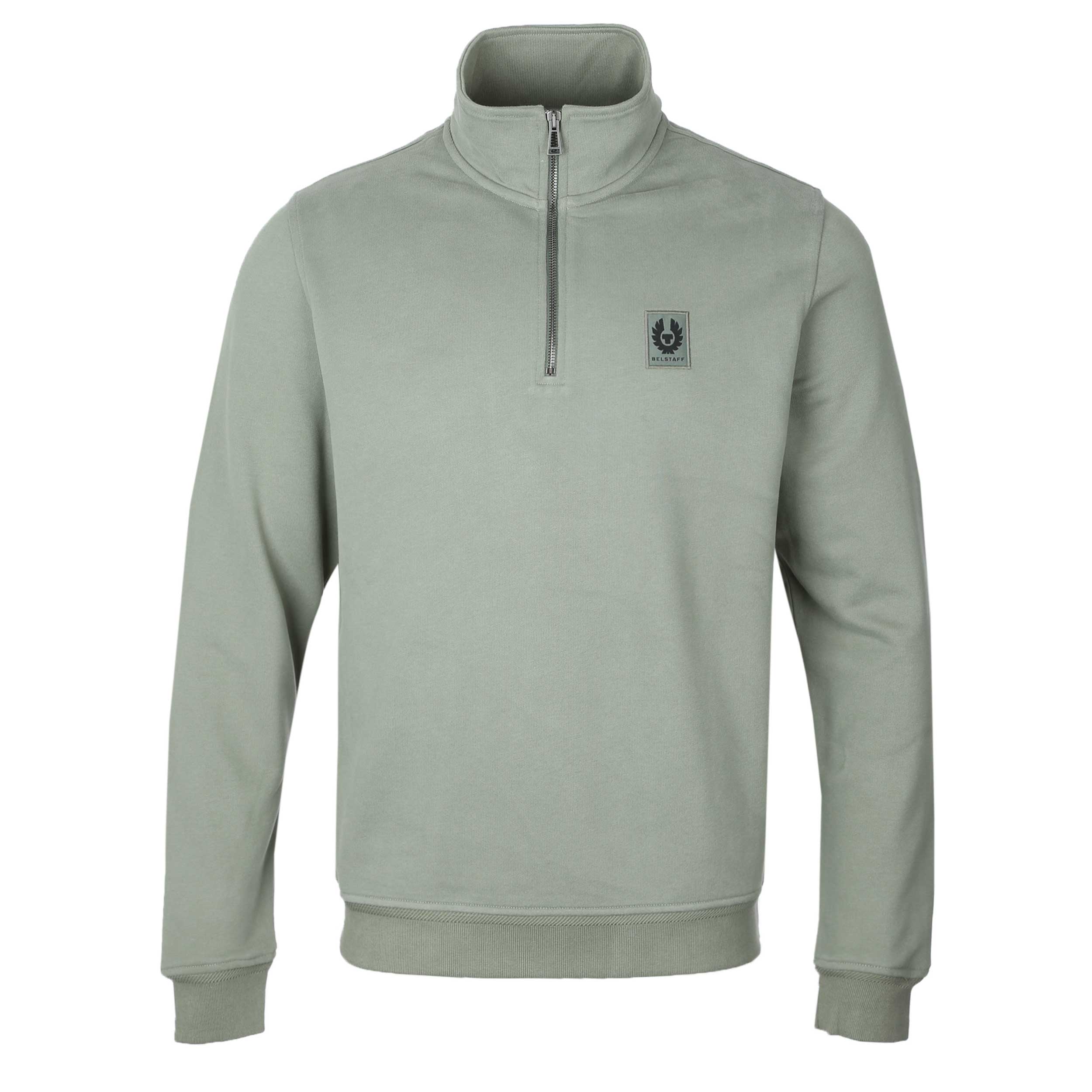 Belstaff Quarter Zip Sweat Top in Sage Green Belstaff Quarter Zip Sweat Top in Sage Green