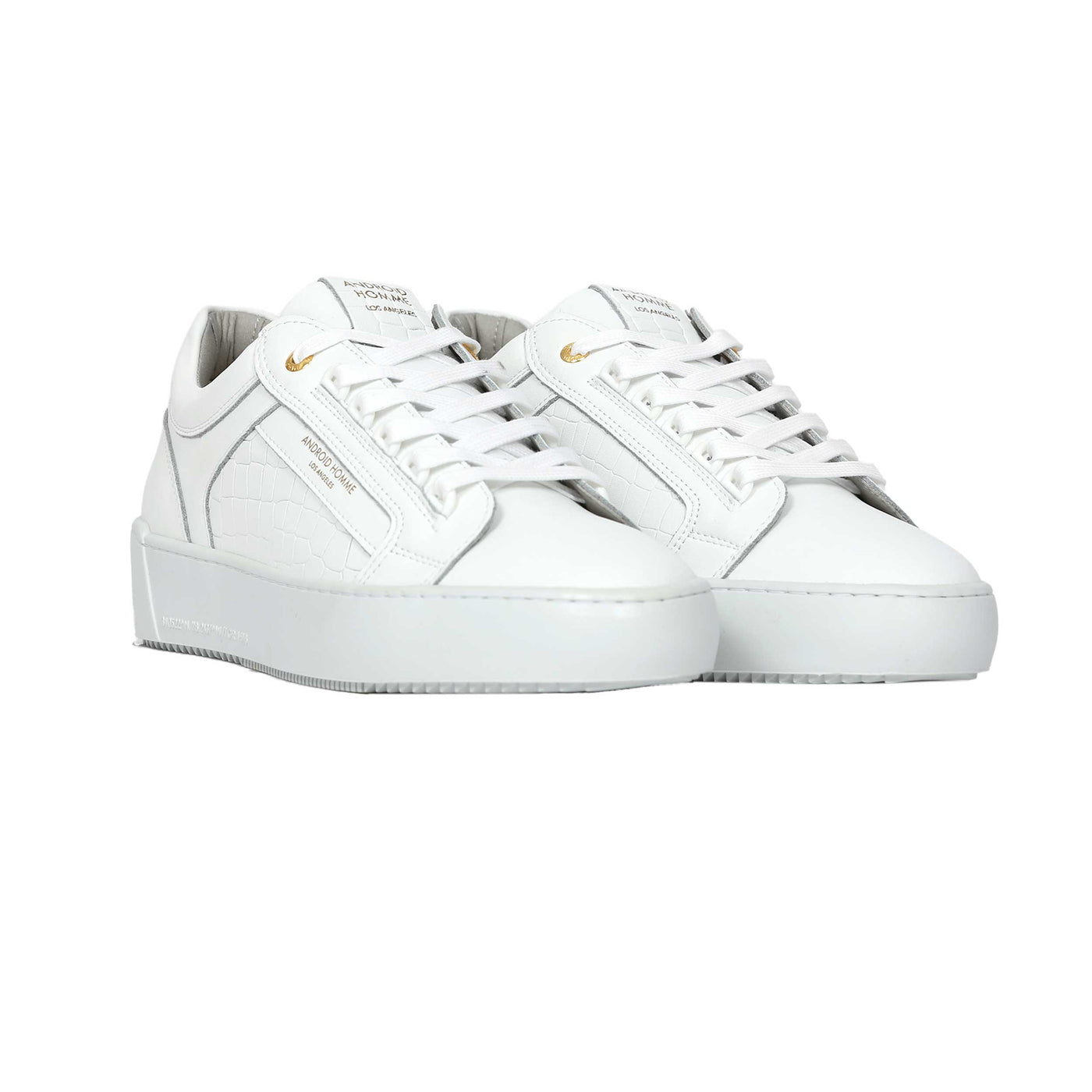 Android Homme Venice Trainer in White Caiman Croc Pair