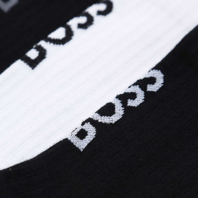 BOSS 3P QS Rib Logo VI Bamboo Sock in Black & White Logo