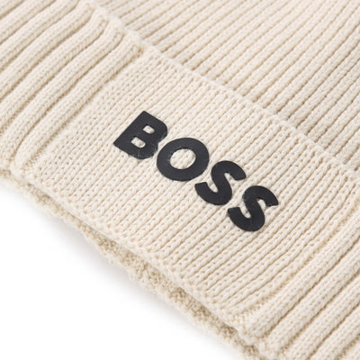 BOSS Asic Beanie X in Open White Logo