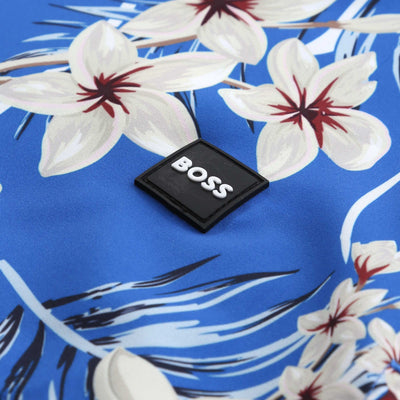 BOSS Beach Shirt in Medium Blue Logo