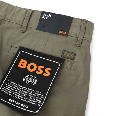 BOSS Chino Slim Shorts in Khaki Logo Badge