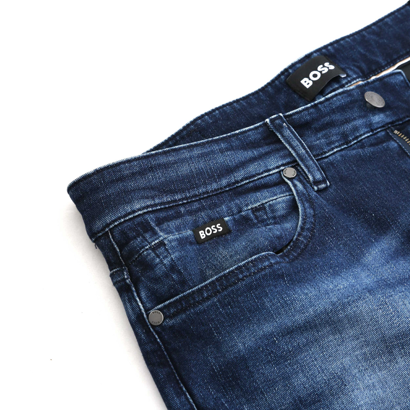 BOSS H Delaware Jean in Dark Blue Denim Logo