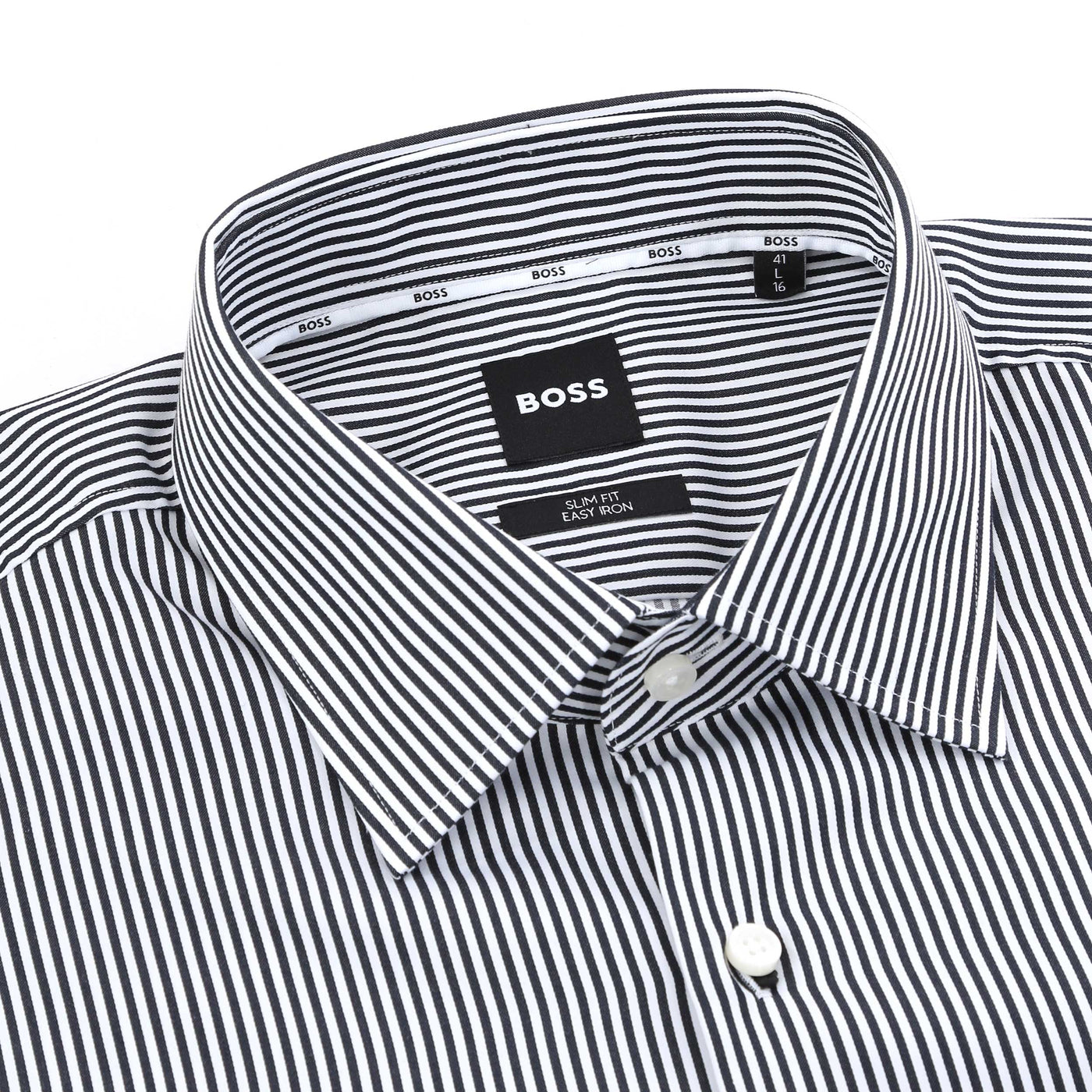 BOSS H Hank Kent C1 214 Shirt in Black Stripe Collar