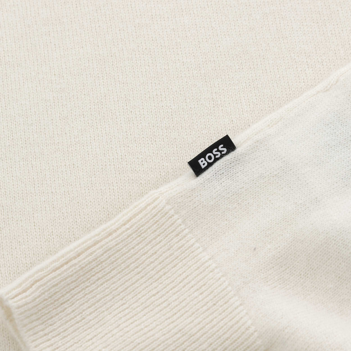 BOSS H Hemarlo Quarter Zip Knitwear in Open White Logo