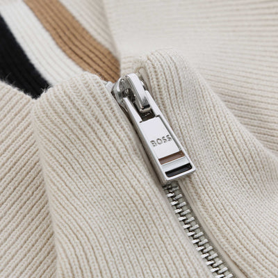 BOSS H Hernesto Knitwear in Cream Zip