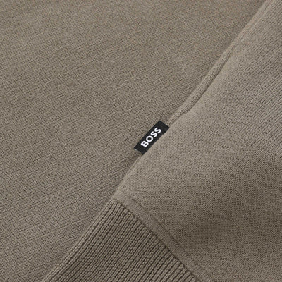 BOSS H Hidoneo Sweater in Open Brown Logo Tab