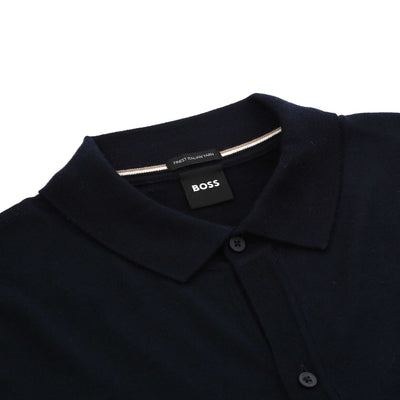 BOSS Helbert Knitwear in Dark Blue Collar