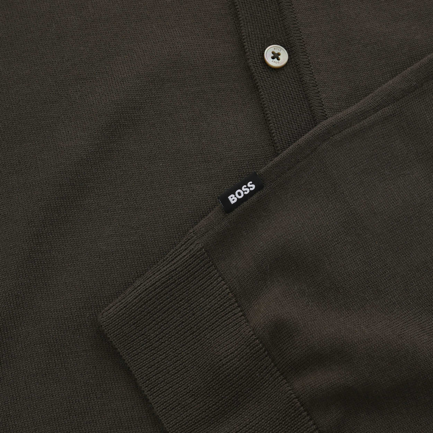 BOSS Helbert Knitwear in Khaki Logo Tab