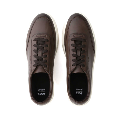 BOSS Kieran Tenn buox Trainer in Dark Brown Birdseye