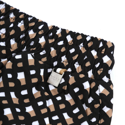 BOSS Manu Swim Short in Black Monogram Detail