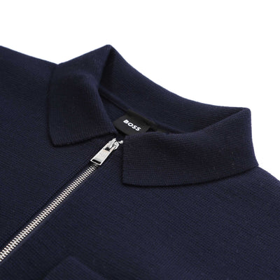 BOSS P Bellotto Knitwear in Dark Blue Collar