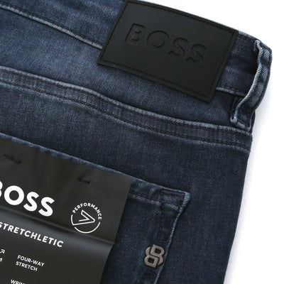 BOSS P Delaware Jean in Medium Blue back logo