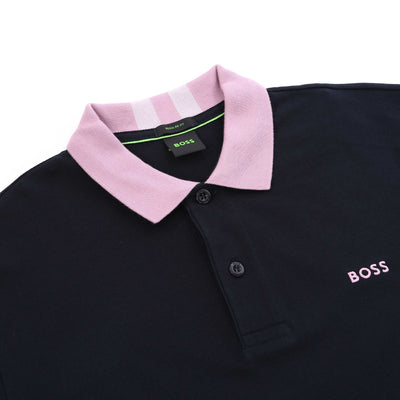 BOSS Paddy 8 Polo Shirt in Navy Collar