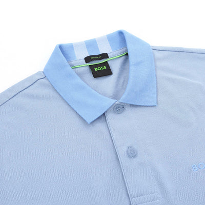 BOSS Paddy 8 Polo Shirt in Sky Blue Collar