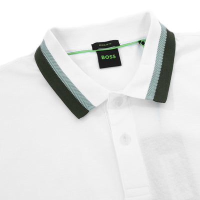 BOSS Paddy AP Heritage Polo Shirt in White Collar
