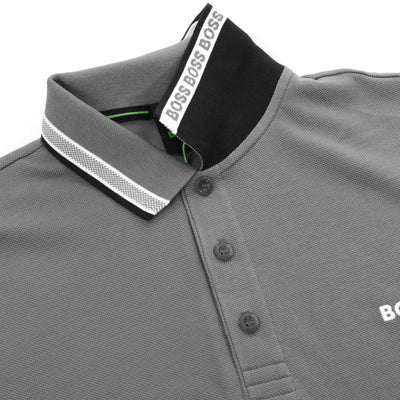 BOSS Paddy Polo Shirt in Medium Grey Under Collar