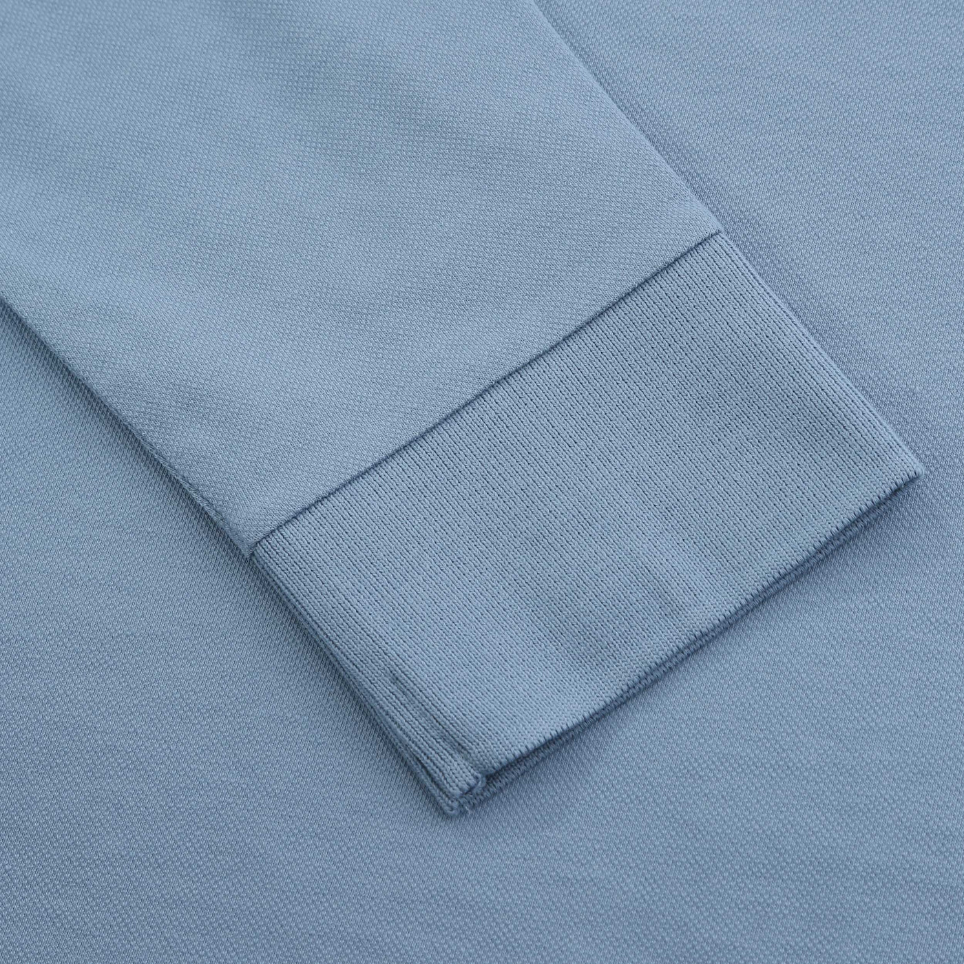 BOSS Passerby Long Sleeve Polo Shirt in Light Pastel Blue Cuff