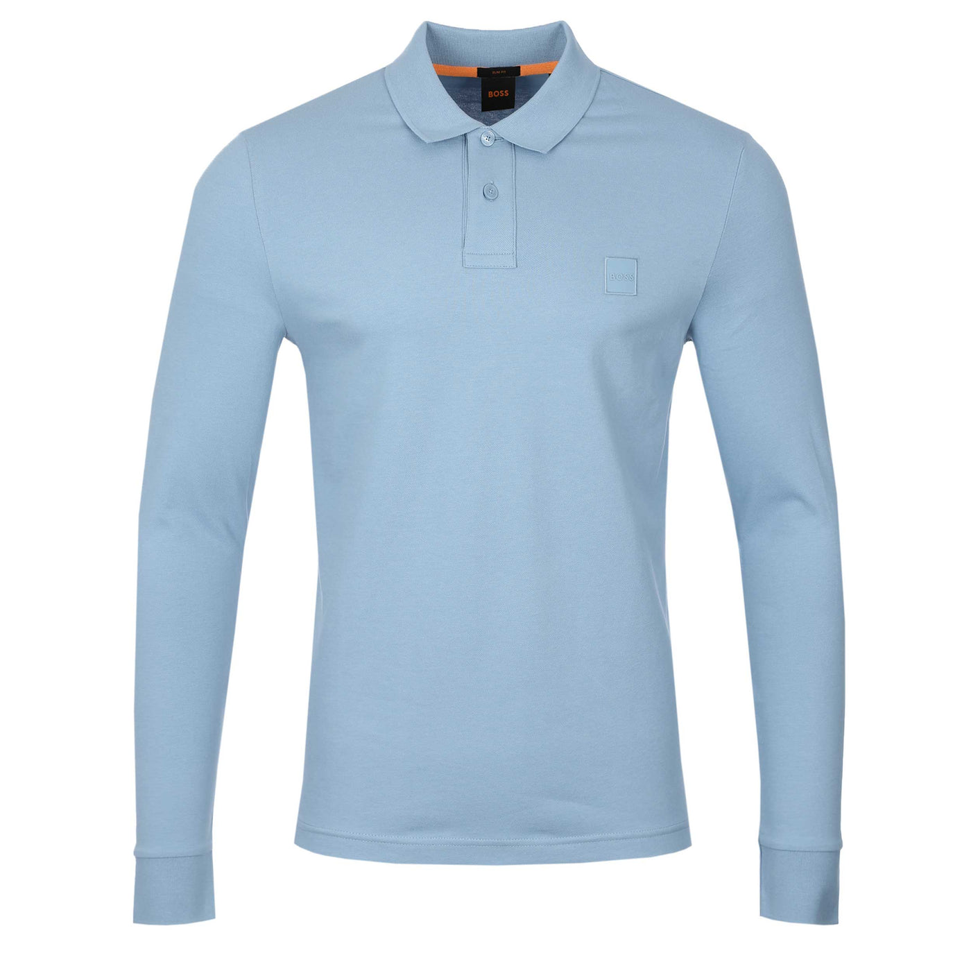 BOSS Passerby Long Sleeve Polo Shirt in Light Pastel Blue