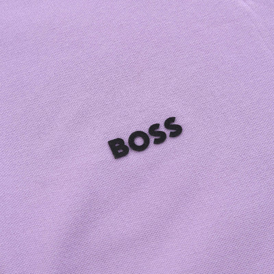 BOSS Philix Tape Polo Shirt in Light Purple Logo