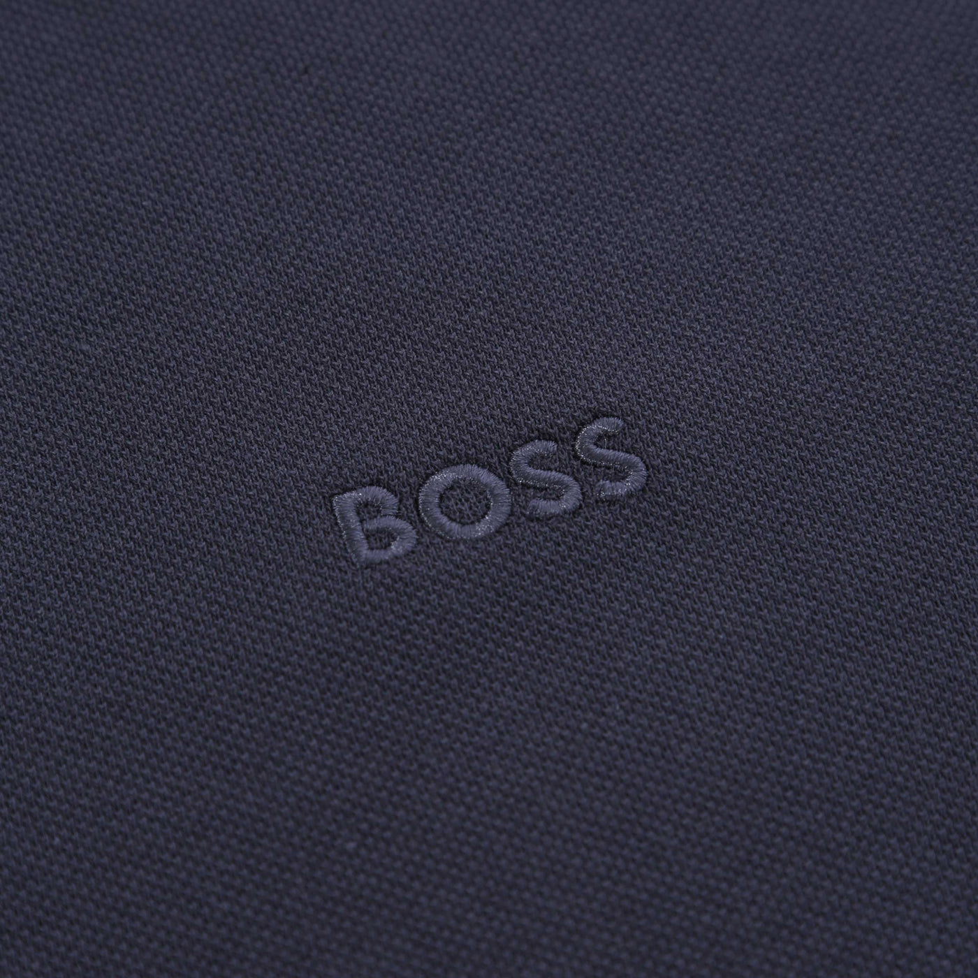BOSS Plisy Long Sleeve Polo Shirt in Navy Logo