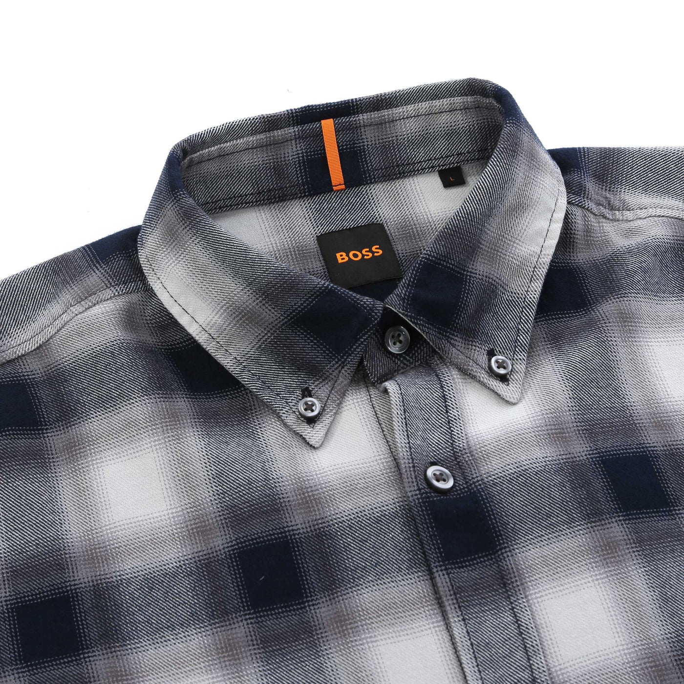 BOSS Rickert M Shirt in Blue Grey Check Collar