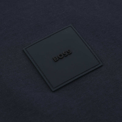 BOSS Salbo Rib Sweat Top in Dark Blue Logo