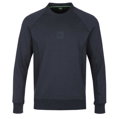 BOSS Salbo Rib Sweat Top in Dark Blue
