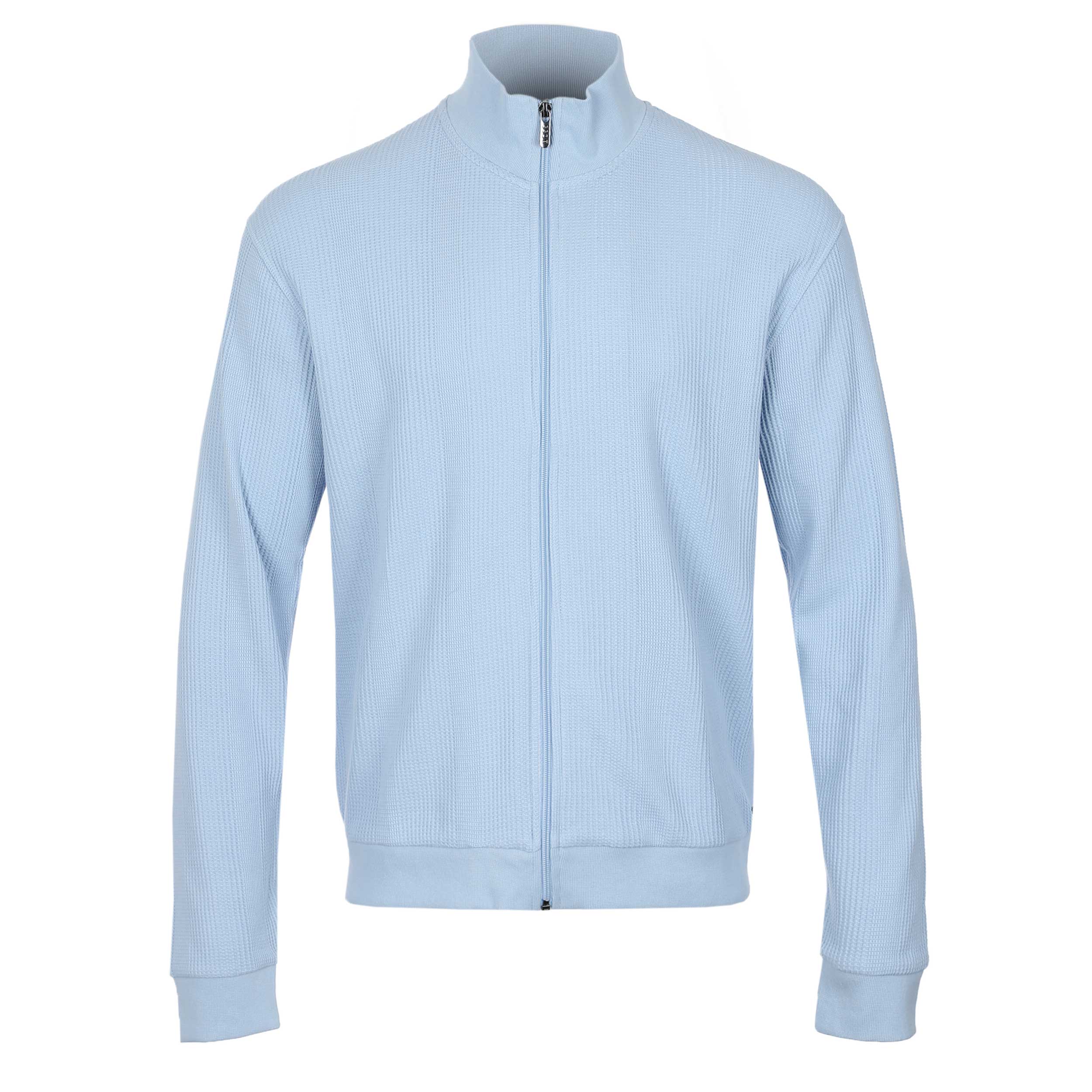 BOSS Structure Zip Jacket Sweatshirt in Light Pastel Blue