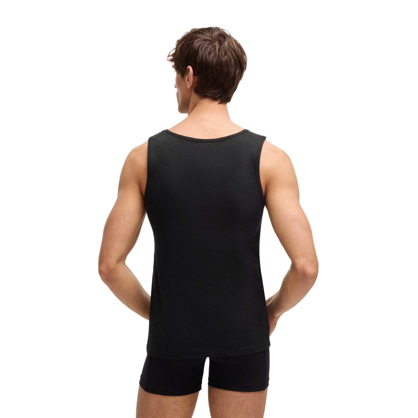 BOSS TankTop 3P Rib Classic Vests in Black Model Back