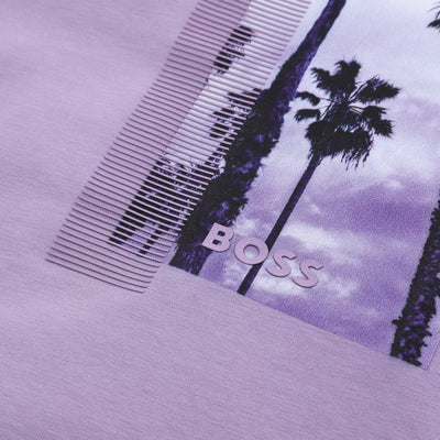 BOSS Tee DesertTech SJ T Shirt in Pastel Purple Logo