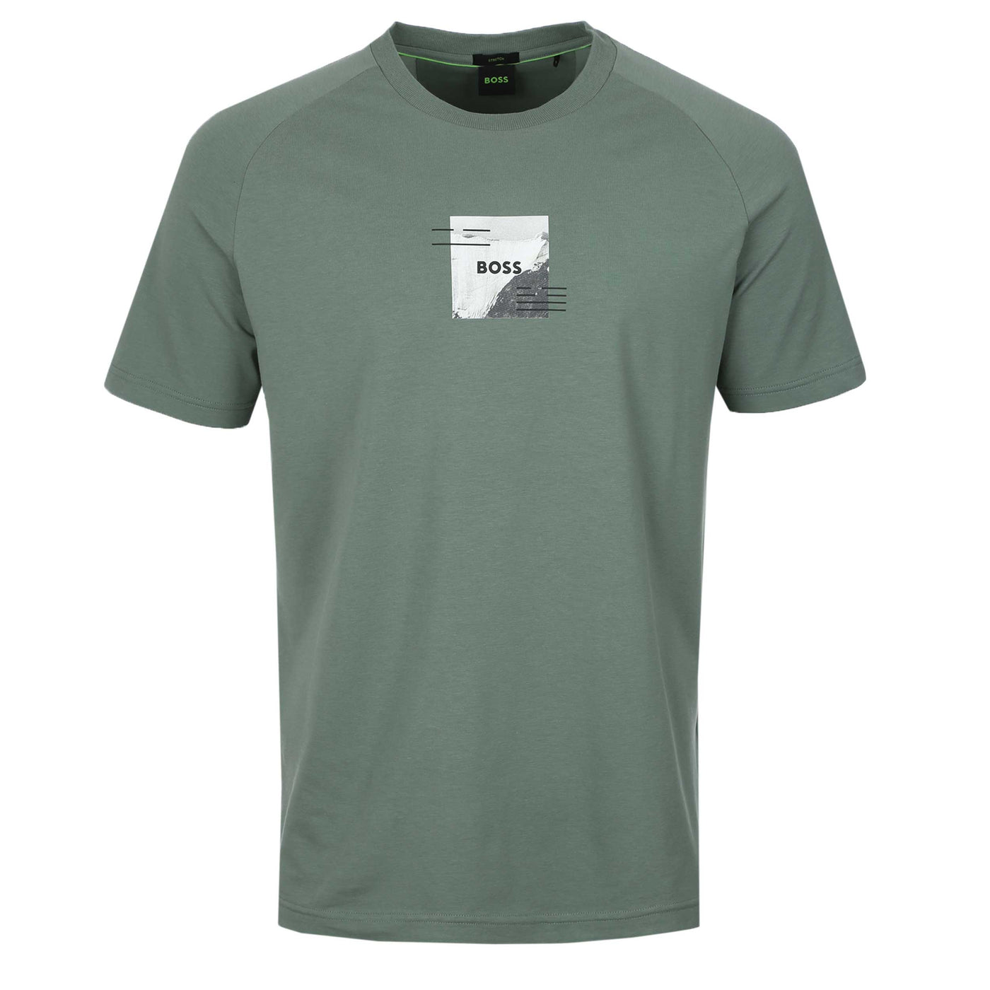 BOSS Tee Stripe Zone T Shirt in Open Green