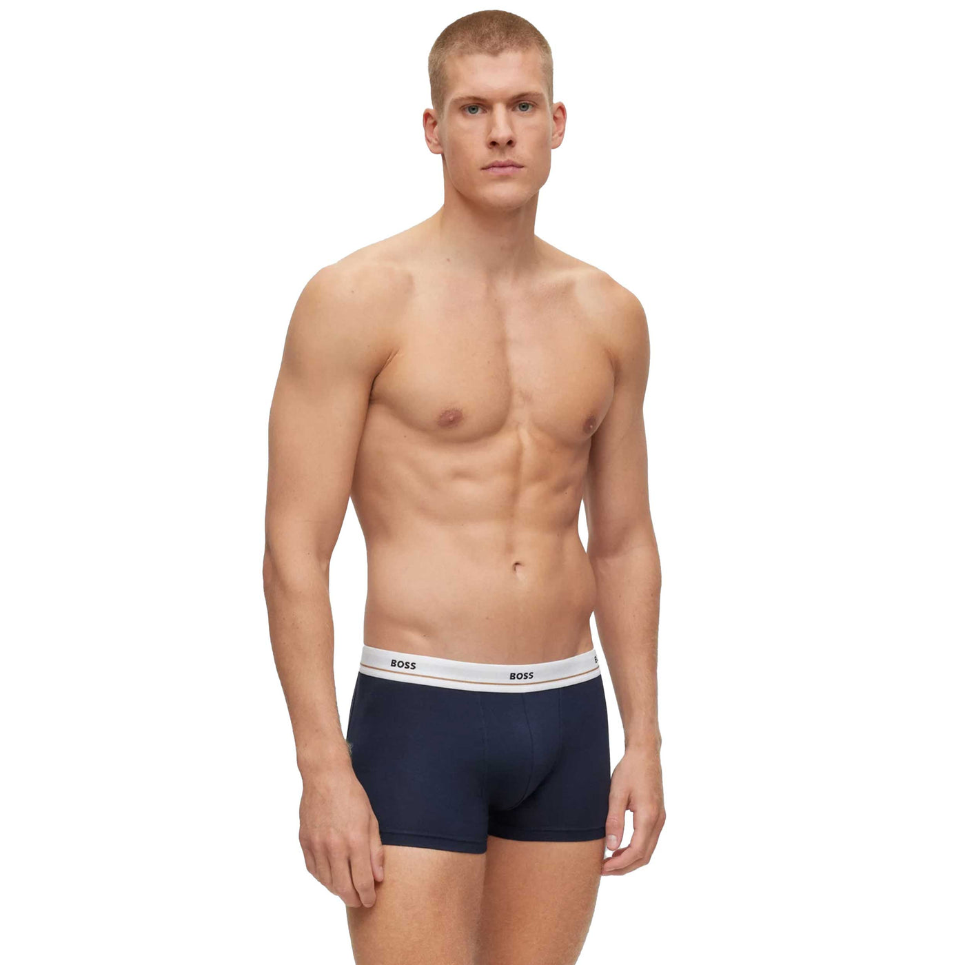 BOSS Trunk 5P Essential Underwear in Navy White Band