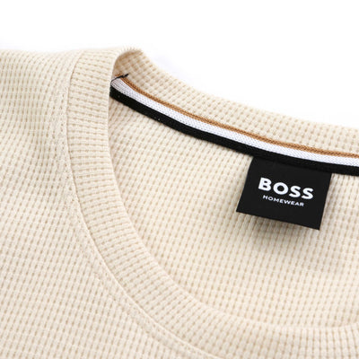 BOSS Waffle T-Shirt in Beige Neck