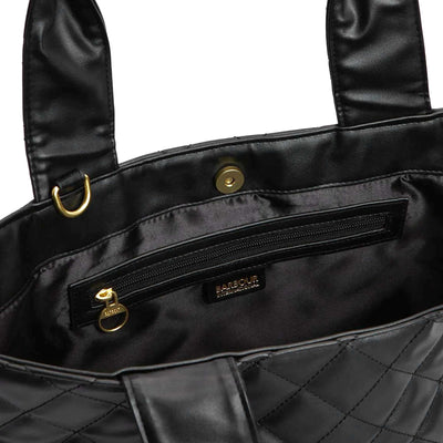 Barbour Battersea Quilted Ladies Mini Tote Bag in Black Inside