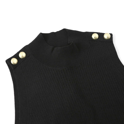 Barbour Milla Knitted Midi Dress in Black Shoulders