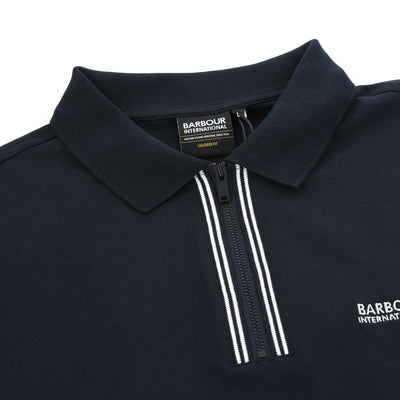 Barbour Ollie Twin Tipped Placket Polo Shirt in Navy Placket