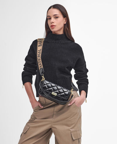 Barbour Quilted Mini Soho Crossbody Ladies Bag in High Shine Black