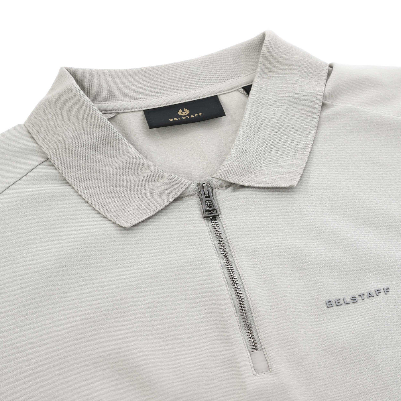 Belstaff Alloy Polo Shirt in Cement Grey Placket
