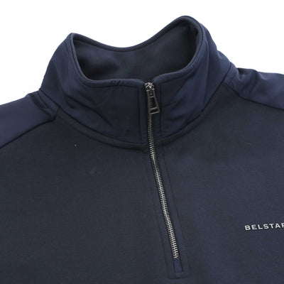 Belstaff Alloy Quarter Zip Sweat Top in Dark Ink Collar
