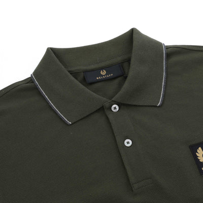 Belstaff Double Tipped Polo Shirt in Tile Green Collar