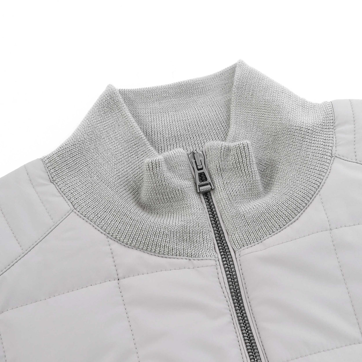 Belstaff Kelbrook Zip Cardigan Knitwear in Chrome Grey Collar