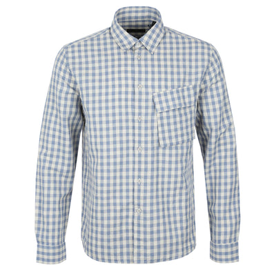 Belstaff Scale Linen Shirt in Blue Flint & Stone Beige