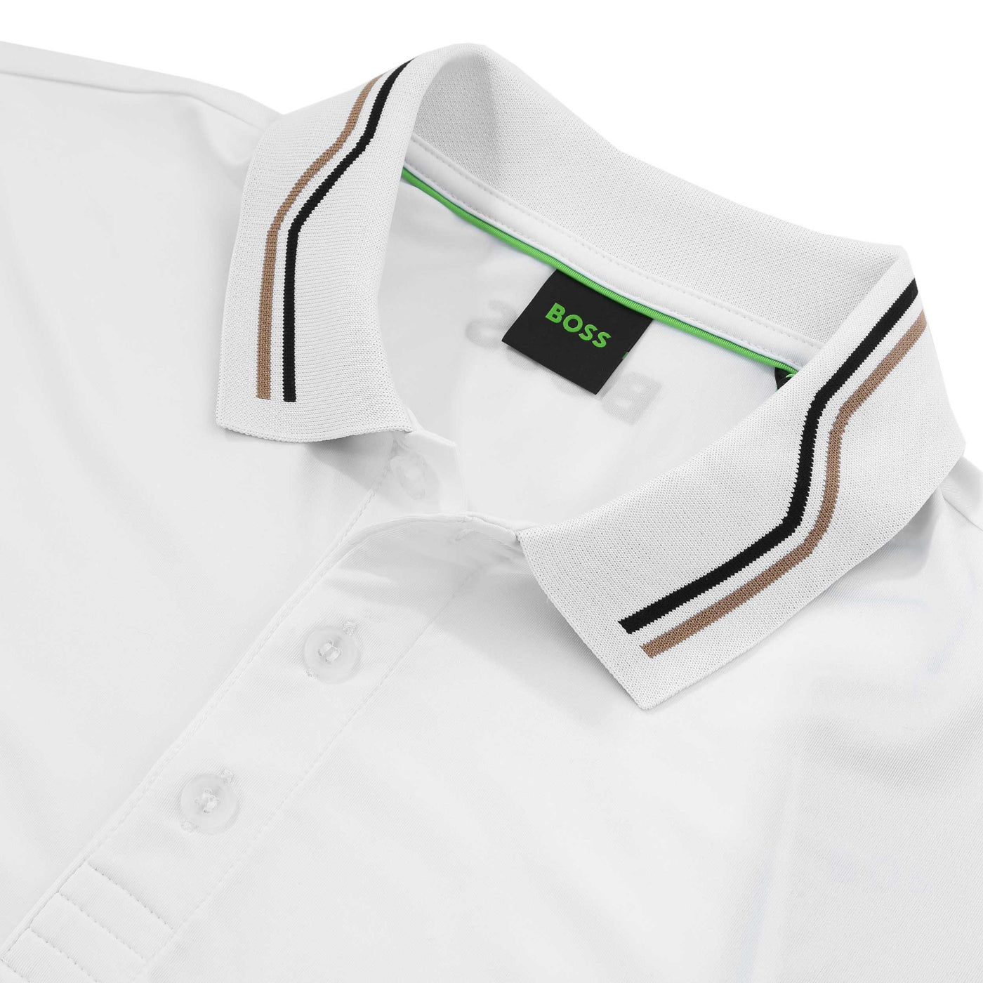 BOSS Paddytech Polo Shirt in White Neck