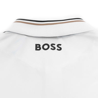 BOSS Paddytech Polo Shirt in White Neck Logo