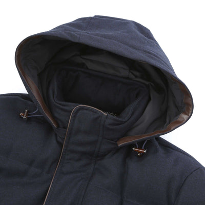 Canali 3/4 Coat in Navy Hood