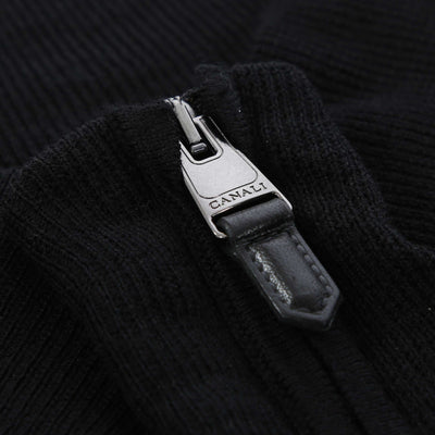 Canali 1/4 Zip Knitwear in Black Zip