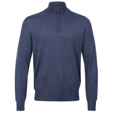 Canali 1/4 Zip Knitwear in Blue Marl